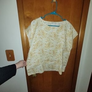 Coldwater Creek Yellow Paisley Linen Top